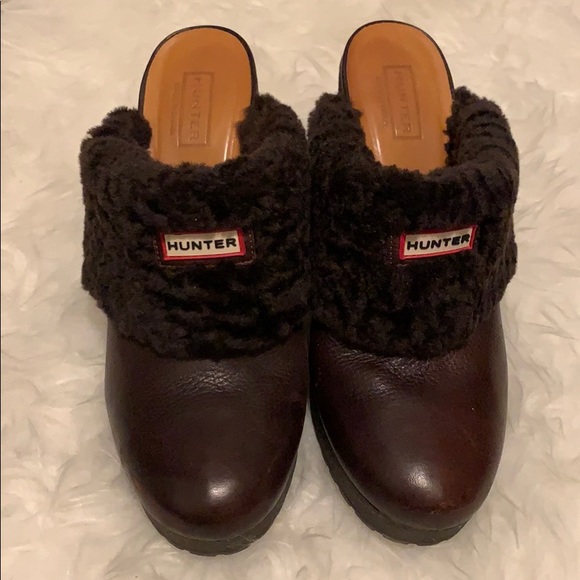 Hunter Bruson Clog Shearling Clog Mule Brown Sz 9 - Picture 3 of 7
